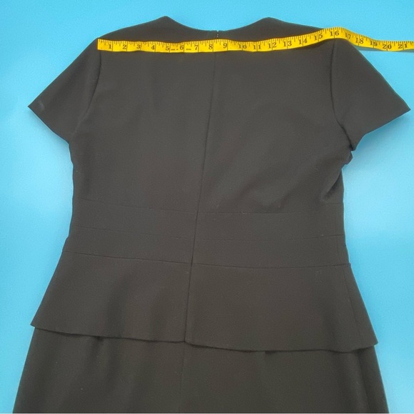 Evan Picone Black Midi Sheath Dress Square Neck Size 10 - Picture 7 of 12